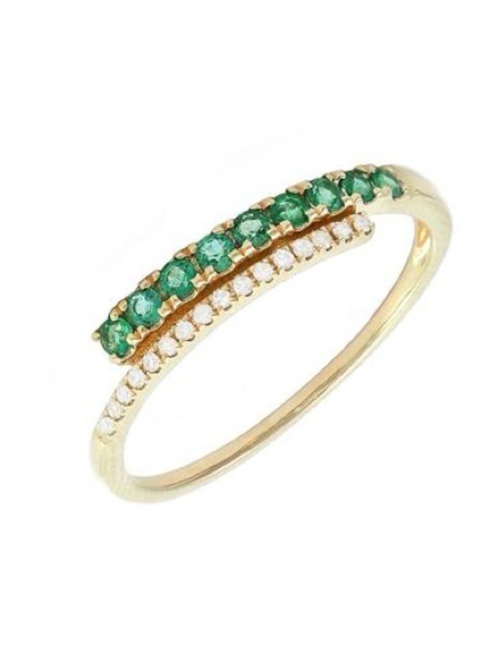 14K Real Yellow Gold Round Prong Emerald Ring Size 6.5